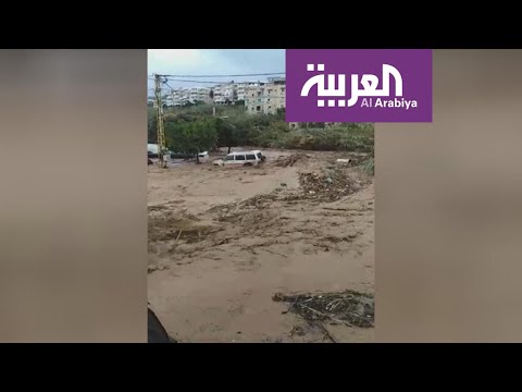 أمطار غزيرة تتسبب بفيضانات وشلل في الطرقات في لبنان